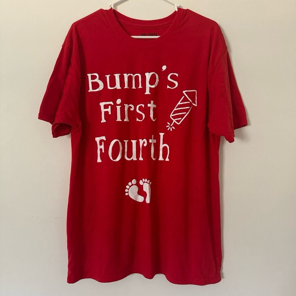 Gildan Women’s Red Fourth of July Pregnancy‎ Shirt XL